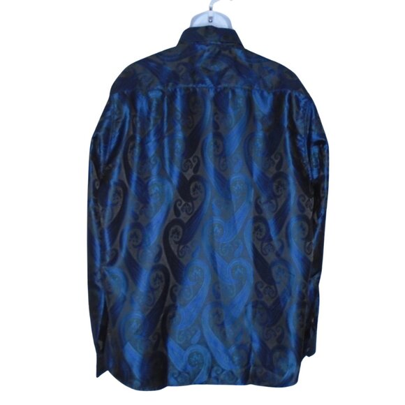 Elegant Blue Paisley Button-Down Shirt - Picture 5 of 9